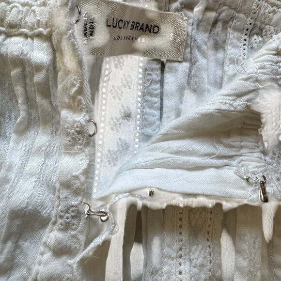 Lucky Brand Women's Mixed Media Pleated Bubble Tank Top White Size Small - Picture 9 of 13